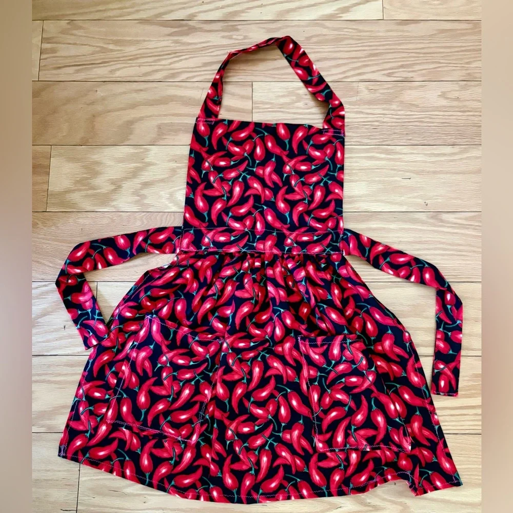 Kids Red Chili Pepper Print Apron